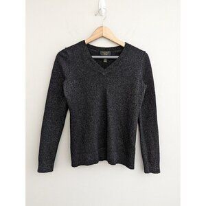 Charter Club Cashmere Luxury Metallic Shimmer V-neck Sweater